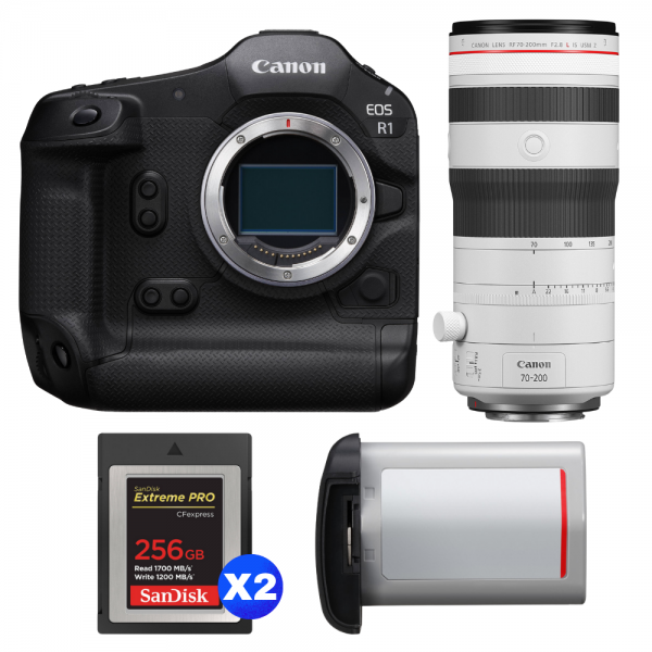 Canon EOS R1 + RF 70-200mm f/2.8 L IS USM Z White + 2 SanDisk 256GB Extreme PRO CFexpress Type B + Canon LP-E19-1