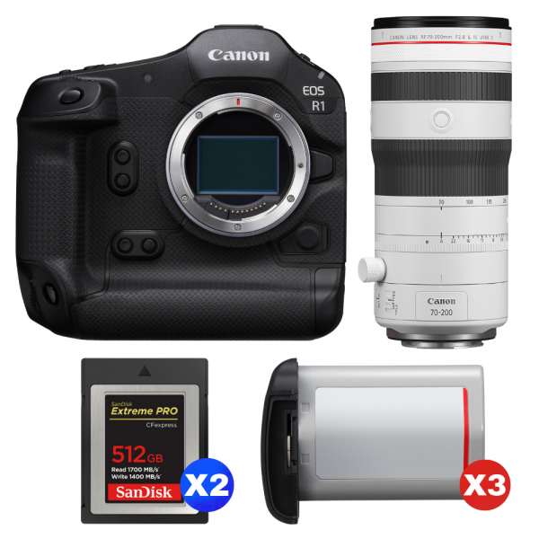 Canon EOS R1 + RF 70-200mm f/2.8 L IS USM Z Blanco + 2 SanDisk 512GB Extreme PRO CFexpress Type B + 3 Canon LP-E19-1