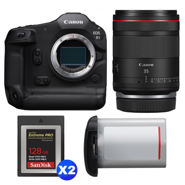 Canon EOS R1 + RF 35mm f/1.4 L VCM + 2 SanDisk 128GB Extreme PRO CFexpress Type B + Canon LP-E19-1
