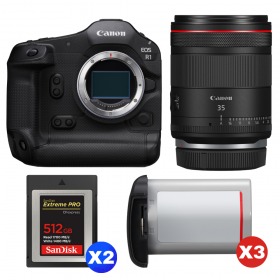 Canon EOS R1 + RF 35mm f/1.4 L VCM + 2 SanDisk 512GB Extreme PRO CFexpress Type B + 3 Canon LP-E19-1