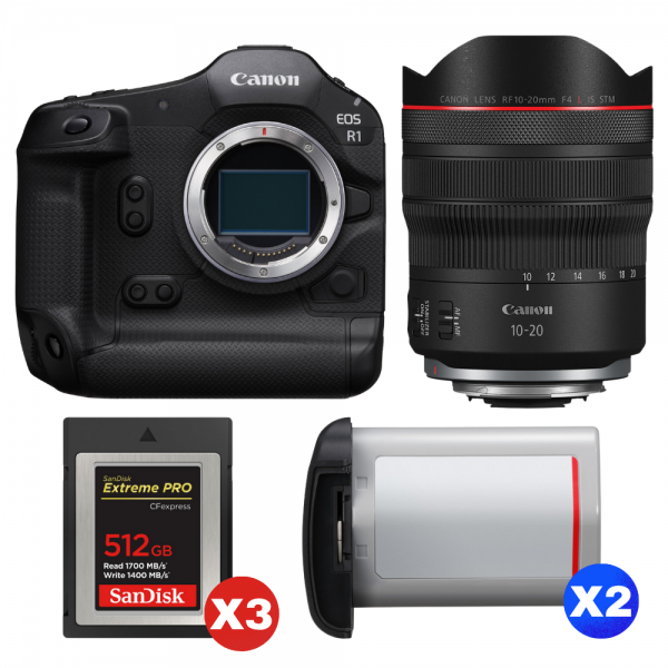 Canon EOS R1 + RF 10-20mm f/4 L IS STM + 3 SanDisk 512GB Extreme PRO CFexpress Type B + 2 Canon LP-E19-1