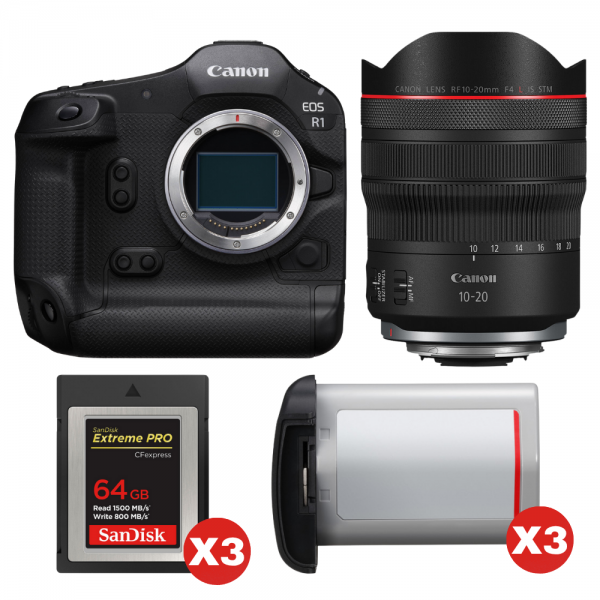 Canon EOS R1 + RF 10-20mm f/4 L IS STM + 3 SanDisk 64GB Extreme PRO CFexpress Type B + 3 Canon LP-E19-1