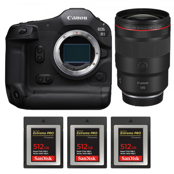 Canon EOS R1 + RF 135mm f/1.8 L IS USM + 3 SanDisk 512GB Extreme PRO CFexpress Type B-1