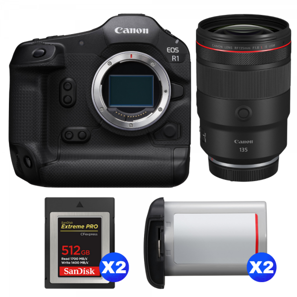 Canon EOS R1 + RF 135mm f/1.8 L IS USM + 2 SanDisk 512GB Extreme PRO CFexpress Type B + 2 Canon LP-E19-1