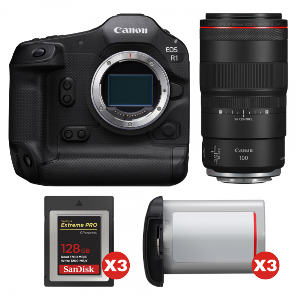 Canon EOS R1 + RF 100mm f/2.8 L Macro IS USM + 3 SanDisk 128GB Extreme PRO CFexpress Type B + 3 Canon LP-E19-1
