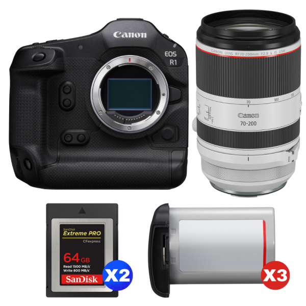 Canon EOS R1 + RF 70-200mm f/2.8 L IS USM + 2 SanDisk 64GB Extreme PRO CFexpress Type B + 3 Canon LP-E19-1