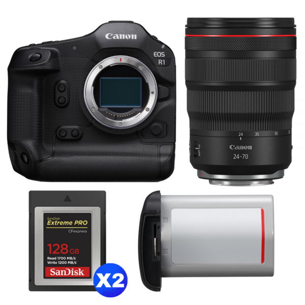 Canon EOS R1 + RF 24-70mm f/2.8 L IS USM + 2 SanDisk 128GB Extreme PRO CFexpress Type B + Canon LP-E19-1