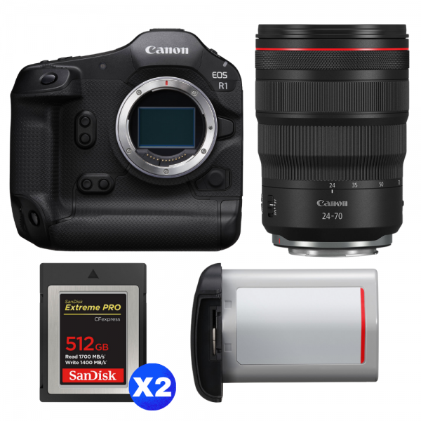 Canon EOS R1 + RF 24-70mm f/2.8 L IS USM + 2 SanDisk 512GB Extreme PRO CFexpress Type B + Canon LP-E19-1