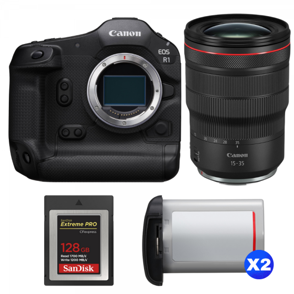 Canon EOS R1 + RF 15-35mm f/2.8 L IS USM + 1 SanDisk 128GB Extreme PRO CFexpress Type B + 2 Canon LP-E19-1