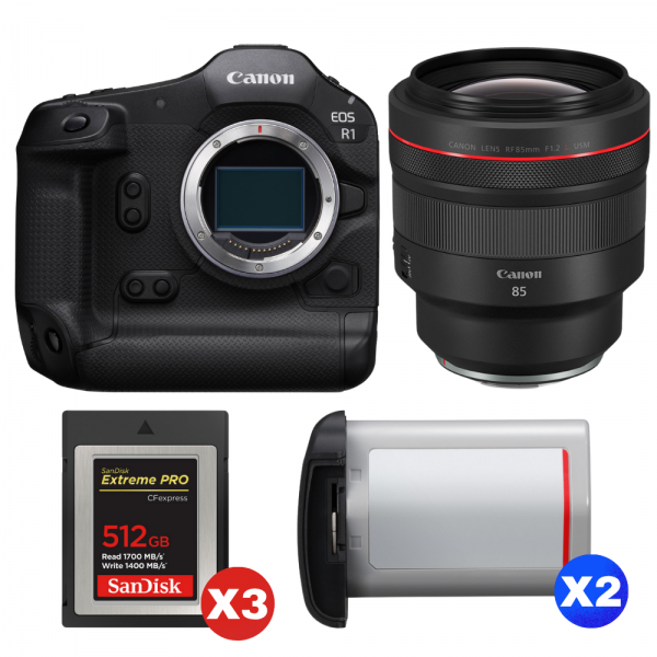 Canon EOS R1 + RF 85mm f/1.2 L USM + 3 SanDisk 512GB Extreme PRO CFexpress Type B + 2 Canon LP-E19-1