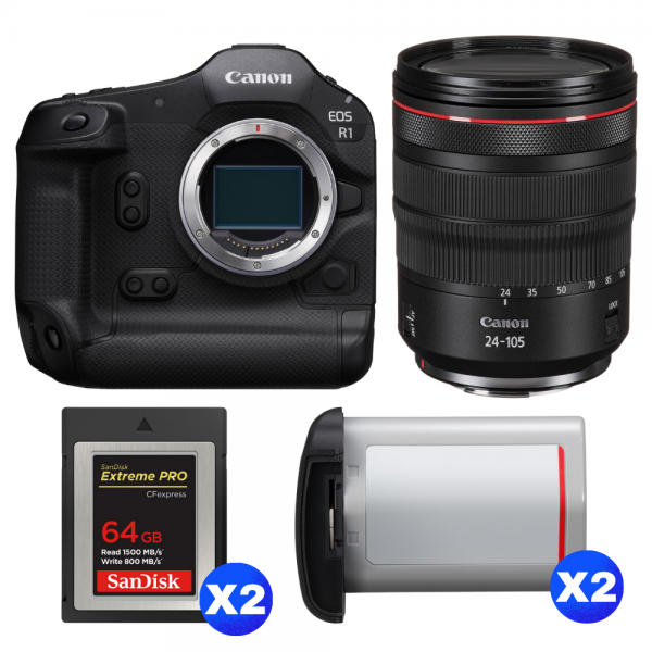 Canon EOS R1 + RF 24-105mm f/4 L IS USM + 2 SanDisk 64GB Extreme PRO CFexpress Type B + 2 Canon LP-E19-1