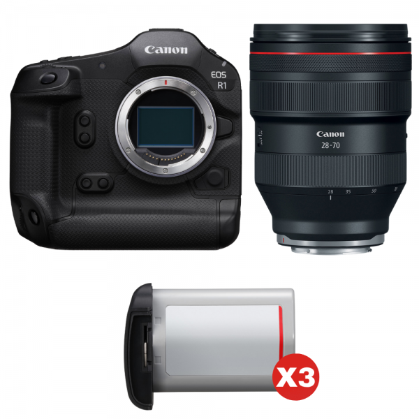Canon EOS R1 + RF 28-70mm f/2 L USM + 3 Canon LP-E19-1