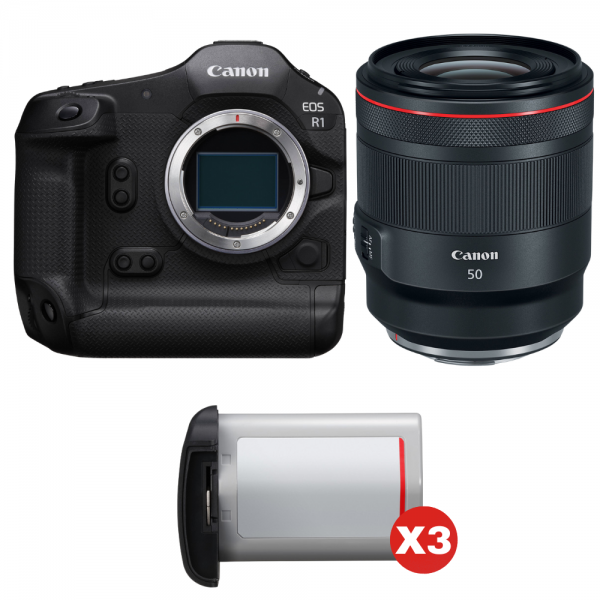 Canon EOS R1 + RF 50mm f/1.2 L USM + 3 Canon LP-E19-1