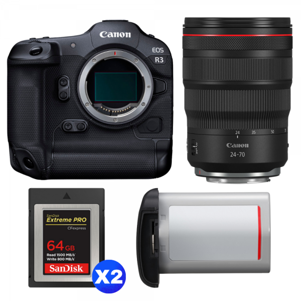 Canon EOS R3 + RF 24-70mm f/2.8 L IS USM + 2 SanDisk 64GB Extreme PRO CFexpress Type B + Canon LP-E19-1