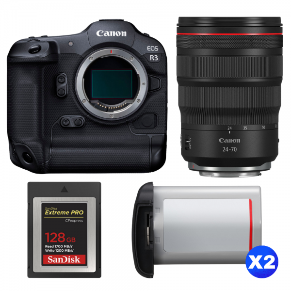 Canon EOS R3 + RF 24-70mm f/2.8 L IS USM + 1 SanDisk 128GB Extreme PRO CFexpress Type B + 2 Canon LP-E19-1
