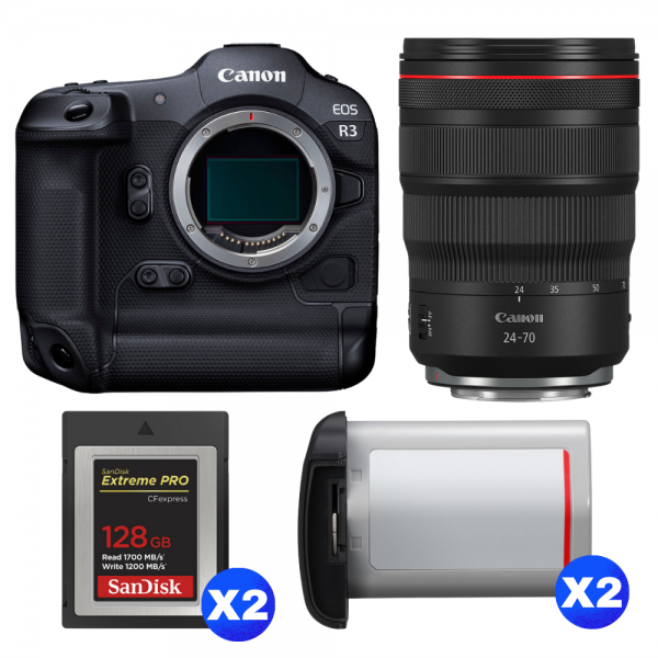 Canon EOS R3 + RF 24-70mm f/2.8 L IS USM + 2 SanDisk 128GB Extreme PRO CFexpress Type B + 2 Canon LP-E19-1