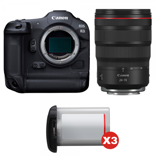 Canon EOS R3 + RF 24-70mm f/2.8 L IS USM + 3 Canon LP-E19-1