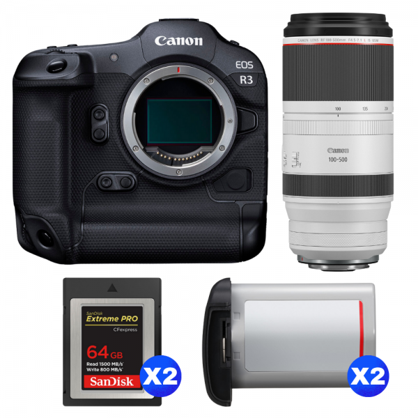 Canon EOS R3 + RF 100-500mm f/4.5-7.1 L IS USM + 2 SanDisk 64GB Extreme PRO CFexpress Type B + 2 Canon LP-E19-1