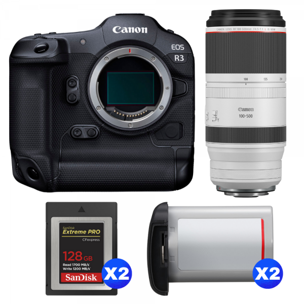Canon EOS R3 + RF 100-500mm f/4.5-7.1 L IS USM + 2 SanDisk 128GB Extreme PRO CFexpress Type B + 2 Canon LP-E19-1