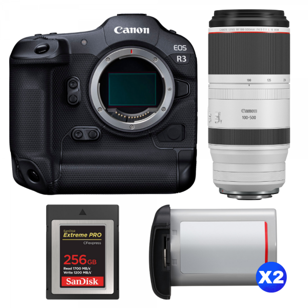 Canon EOS R3 + RF 100-500mm f/4.5-7.1 L IS USM + 1 SanDisk 256GB Extreme PRO CFexpress Type B + 2 Canon LP-E19-1