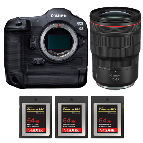 Canon EOS R3 + RF 15-35mm f/2.8 L IS USM + 3 SanDisk 64GB Extreme PRO CFexpress Type B-1
