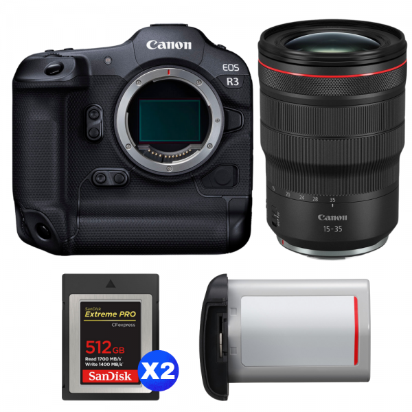 Canon EOS R3 + RF 15-35mm f/2.8 L IS USM + 2 SanDisk 512GB Extreme PRO CFexpress Type B + Canon LP-E19-1