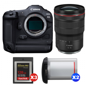 Canon EOS R3 + RF 15-35mm f/2.8 L IS USM + 3 SanDisk 128GB Extreme PRO CFexpress Type B + 2 Canon LP-E19-1