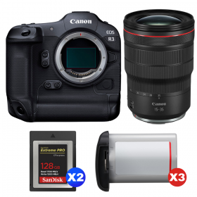 Canon EOS R3 + RF 15-35mm f/2.8 L IS USM + 2 SanDisk 128GB Extreme PRO CFexpress Type B + 3 Canon LP-E19-1