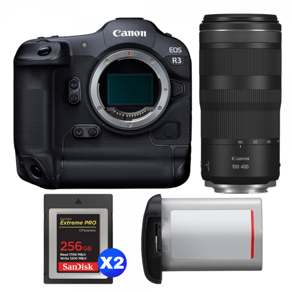Canon EOS R3 + RF 100-400mm f/5.6-8 IS USM + 2 SanDisk 256GB Extreme PRO CFexpress Type B + Canon LP-E19-1
