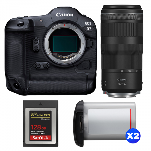 Canon EOS R3 + RF 100-400mm f/5.6-8 IS USM + 1 SanDisk 128GB Extreme PRO CFexpress Type B + 2 Canon LP-E19-1