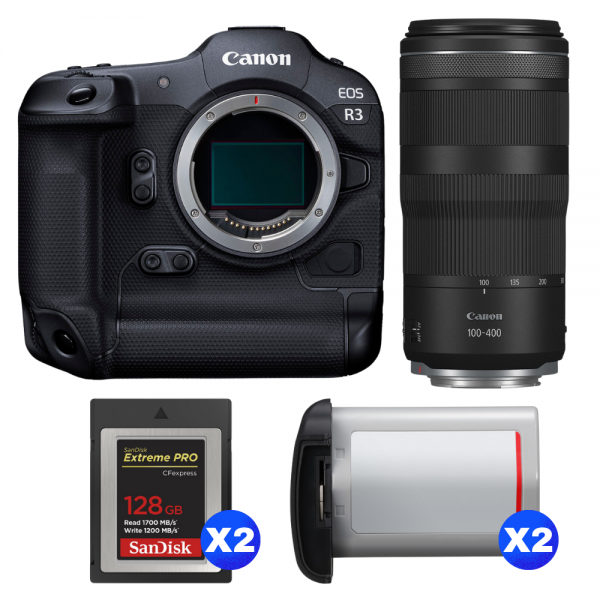 Canon EOS R3 + RF 100-400mm f/5.6-8 IS USM + 2 SanDisk 128GB Extreme PRO CFexpress Type B + 2 Canon LP-E19-1