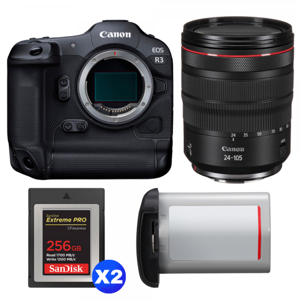 Canon EOS R3 + RF 24-105mm f/4 L IS USM + 2 SanDisk 256GB Extreme PRO CFexpress Type B + Canon LP-E19-1