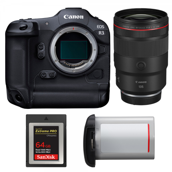 Canon EOS R3 + RF 135mm f/1.8 L IS USM + 1 SanDisk 64GB Extreme PRO CFexpress Type B + Canon LP-E19-1