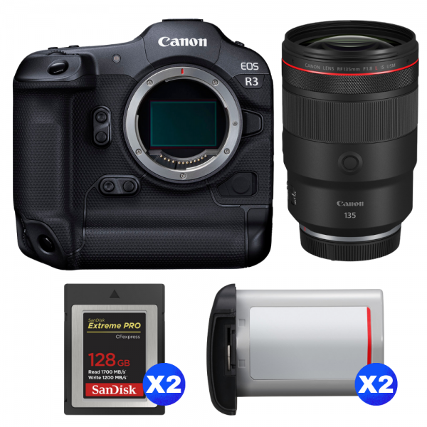 Canon EOS R3 + RF 135mm f/1.8 L IS USM + 2 SanDisk 128GB Extreme PRO CFexpress Type B + 2 Canon LP-E19-1
