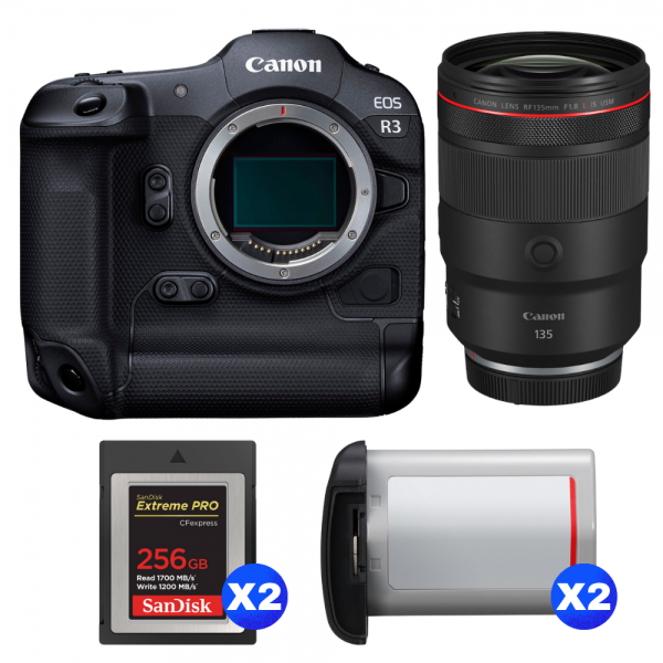 Canon EOS R3 + RF 135mm f/1.8 L IS USM + 2 SanDisk 256GB Extreme PRO CFexpress Type B + 2 Canon LP-E19-1