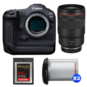 Canon EOS R3 + RF 135mm f/1.8 L IS USM + 1 SanDisk 512GB Extreme PRO CFexpress Type B + 2 Canon LP-E19-1