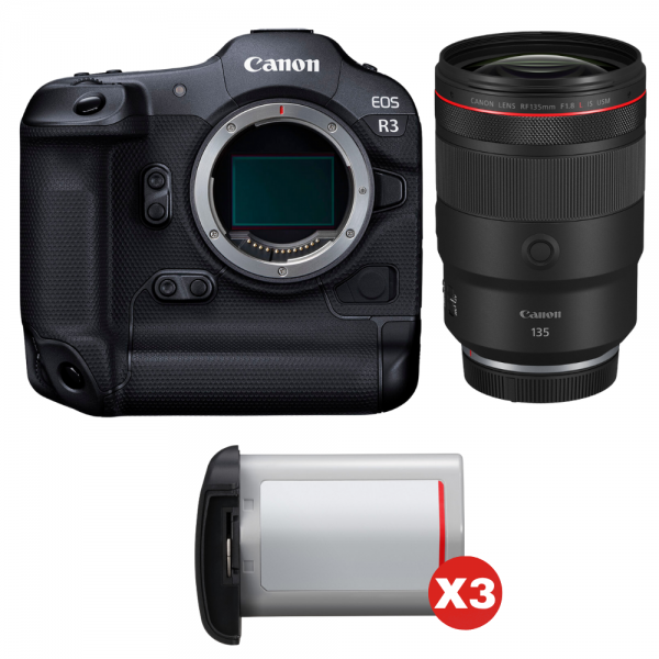 Canon EOS R3 + RF 135mm f/1.8 L IS USM + 3 Canon LP-E19-1