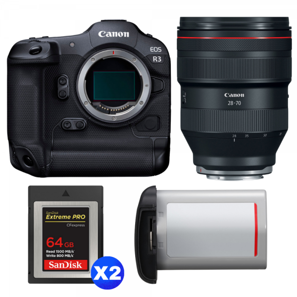 Canon EOS R3 + RF 28-70mm f/2 L USM + 2 SanDisk 64GB Extreme PRO CFexpress Type B + Canon LP-E19-1
