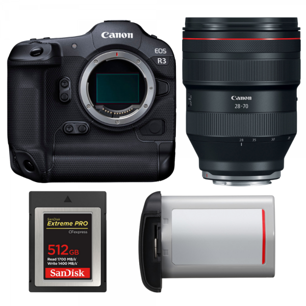 Canon EOS R3 + RF 28-70mm f/2 L USM + 1 SanDisk 512GB Extreme PRO CFexpress Type B + Canon LP-E19-1