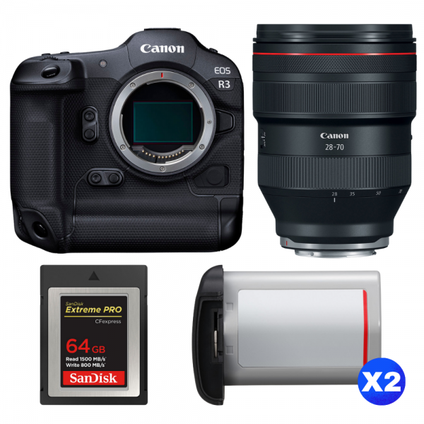 Canon EOS R3 + RF 28-70mm f/2 L USM + 1 SanDisk 64GB Extreme PRO CFexpress Type B + 2 Canon LP-E19-1