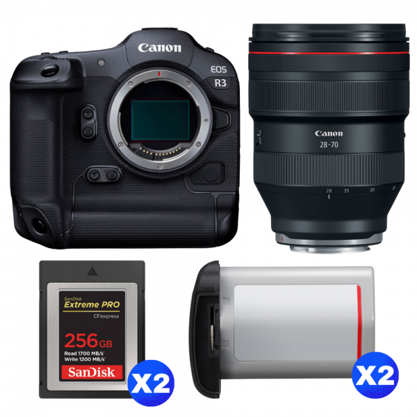 Canon EOS R3 + RF 28-70mm f/2 L USM + 2 SanDisk 256GB Extreme PRO CFexpress Type B + 2 Canon LP-E19-1