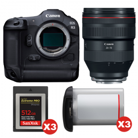 Canon EOS R3 + RF 28-70mm f/2 L USM + 3 SanDisk 512GB Extreme PRO CFexpress Type B + 3 Canon LP-E19-1