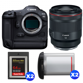 Canon EOS R3 + RF 50mm f/1.2 L USM + 2 SanDisk 64GB Extreme PRO CFexpress Type B + 2 Canon LP-E19-1