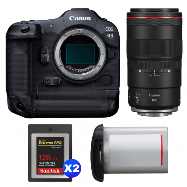 Canon EOS R3 + RF 100mm f/2.8 L Macro IS USM + 2 SanDisk 128GB Extreme PRO CFexpress Type B + Canon LP-E19-1