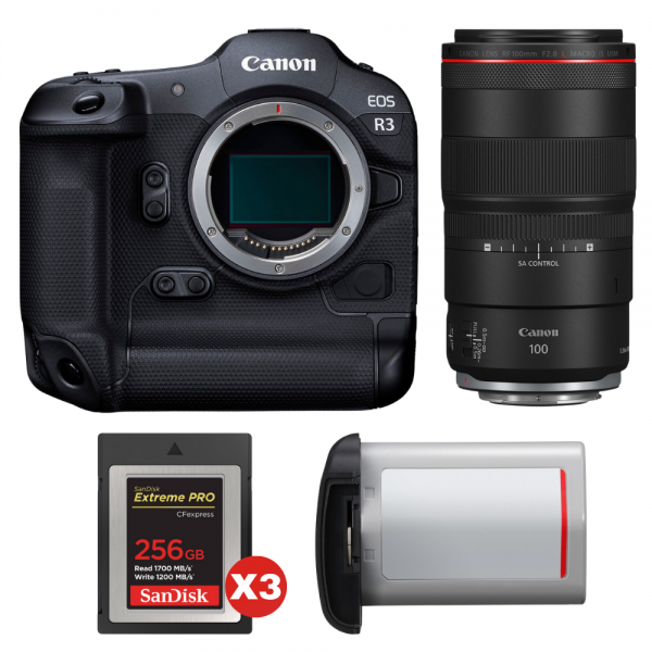 Canon EOS R3 + RF 100mm f/2.8 L Macro IS USM + 3 SanDisk 256GB Extreme PRO CFexpress Type B + Canon LP-E19-1