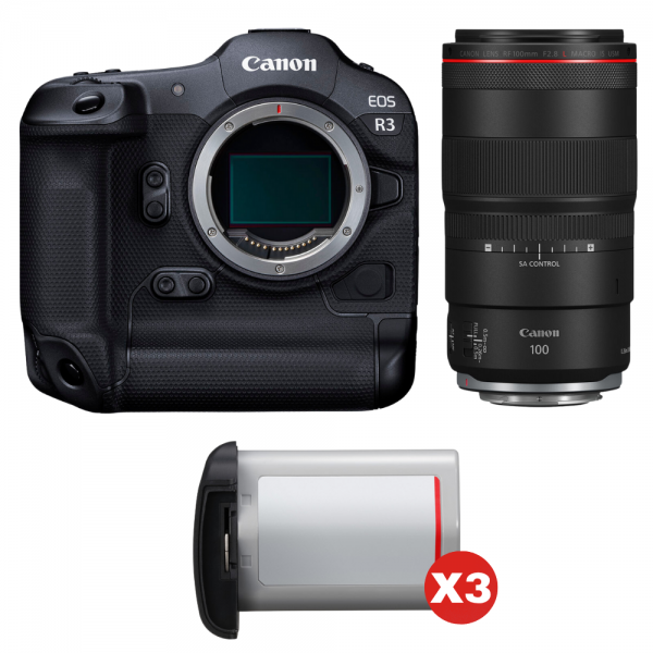 Canon EOS R3 + RF 100mm f/2.8 L Macro IS USM + 3 Canon LP-E19-1