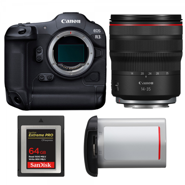 Canon EOS R3 + RF 14-35mm f/4 L IS USM + 1 SanDisk 64GB Extreme PRO CFexpress Type B + Canon LP-E19-1