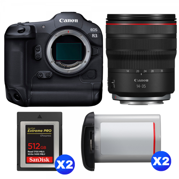 Canon EOS R3 + RF 14-35mm f/4 L IS USM + 2 SanDisk 512GB Extreme PRO CFexpress Type B + 2 Canon LP-E19-1
