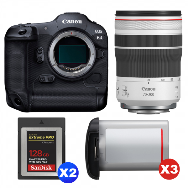 Canon EOS R3 + RF 70-200mm f/4 L IS USM + 2 SanDisk 128GB Extreme PRO CFexpress Type B + 3 Canon LP-E19-1