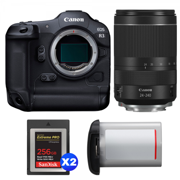 Canon EOS R3 + RF 24-240mm f/4-6.3 IS USM + 2 SanDisk 256GB Extreme PRO CFexpress Type B + Canon LP-E19-1